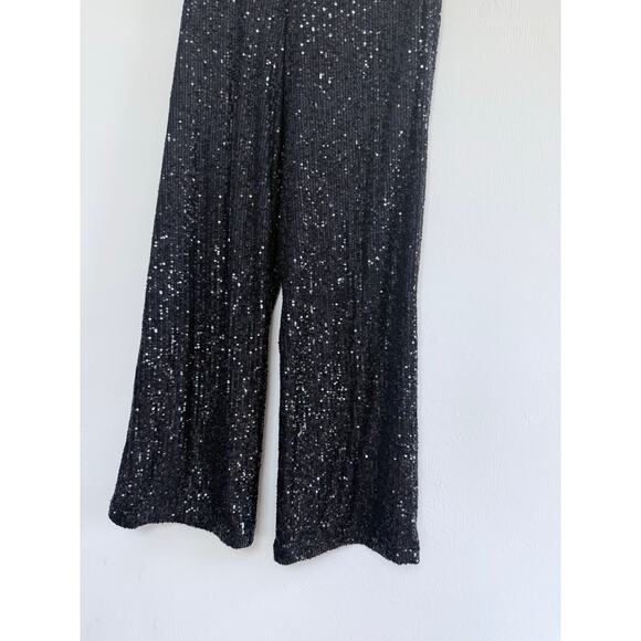 TRUTH by Republic jet black noir fully sequin embellished bootcut trouser pants - Picture 4 of 11